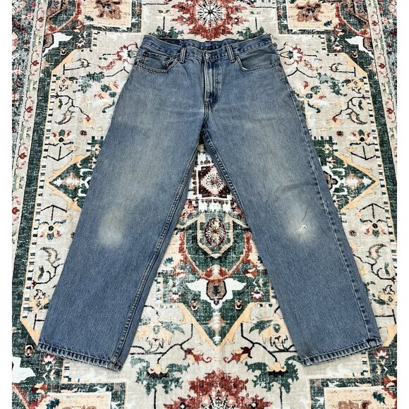 Sexy Levis 550 Jeans 34x30 Blue Relaxed Tapered Distressed/Grunge/Boho 🩵 - Picture 1 of 4